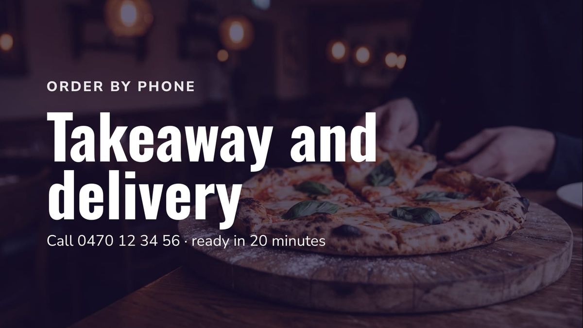 A takeaway and delivery screen with the phone number and the waiting time