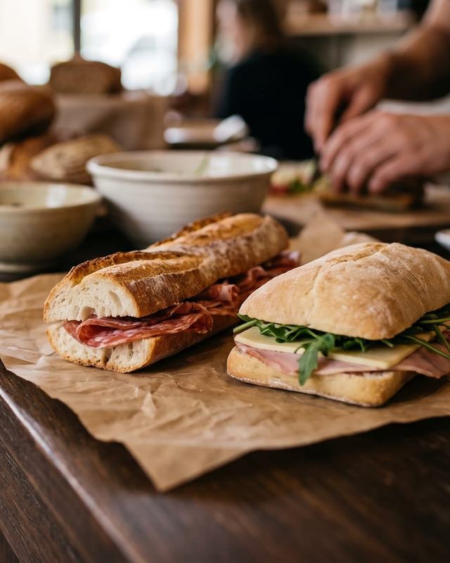 Baguette and ciabatta sandwiches
