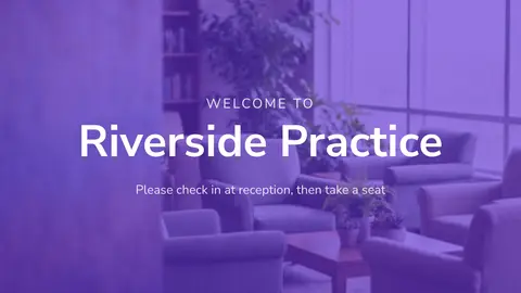 Waiting room welcome: How to check in. An easyCMS Studio template for healthcare.