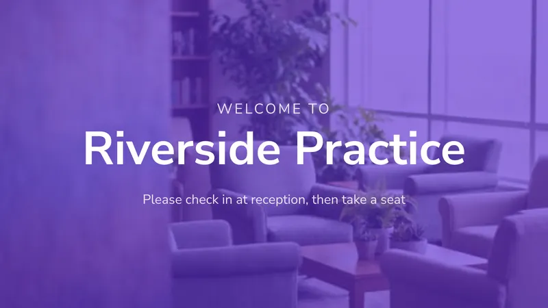 Waiting room welcome: How to check in. An easyCMS Studio template.
