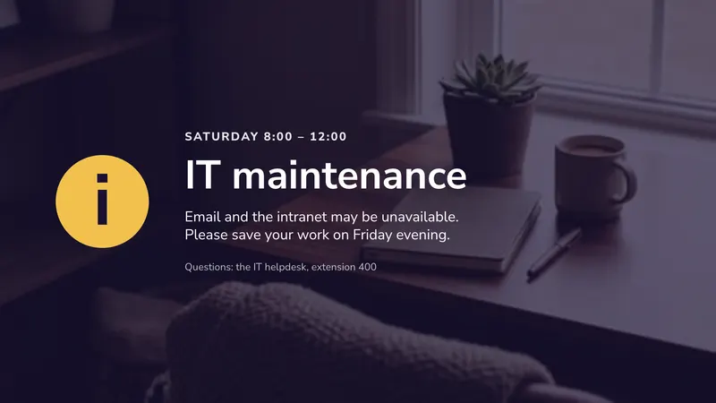IT maintenance: A planned interruption. An easyCMS Studio template.