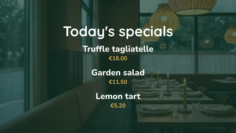 Today's specials: Changed every day. An easyCMS Studio template.