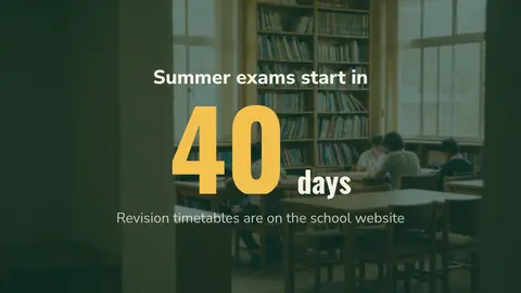 Exam countdown: Days until the exams start. An easyCMS Studio template for schools.