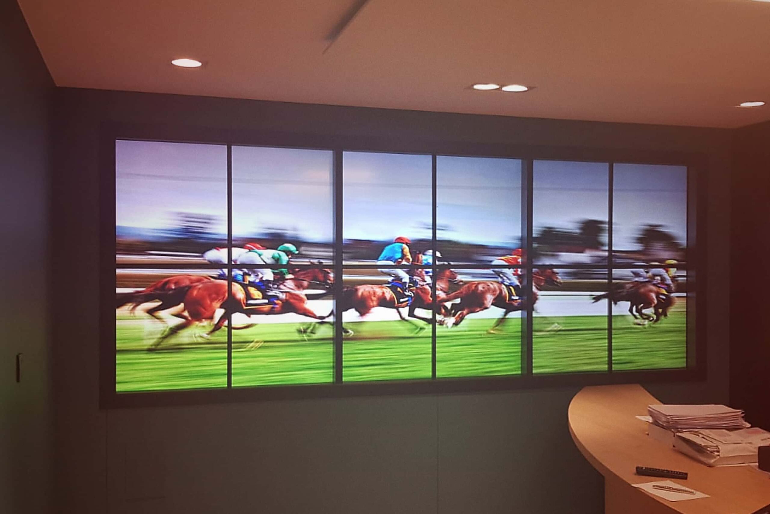 Professional office waiting area with an easyCMS display